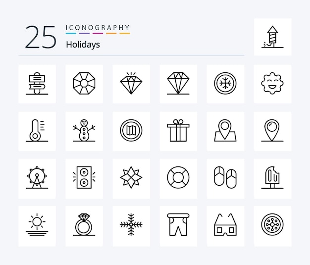 Vetor grátis pacote de ícones de 25 linhas de feriados, incluindo cookie de emojis de presente de natal de boneco de neve
