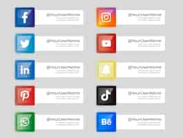Vetor grátis pacote de ícones de mídia social com formas
