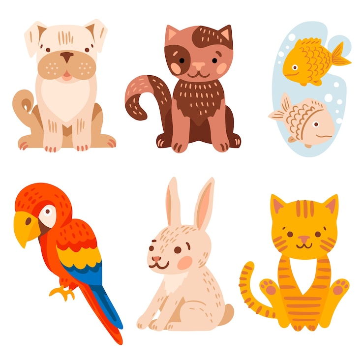 Vetor grátis pacote de ilustração de animais diferentes