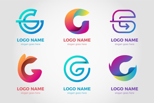 Vetor grátis pacote de logotipo da letra g gradiente