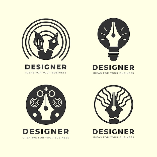 Pacote de logotipo de designer gráfico plano