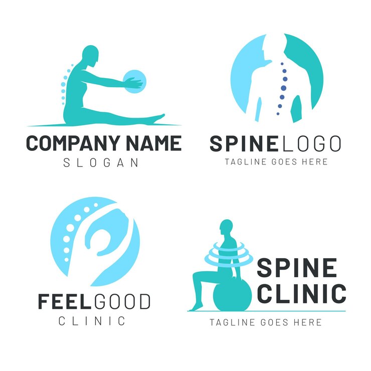 Vetor grátis pacote de logotipo de fisioterapia plana