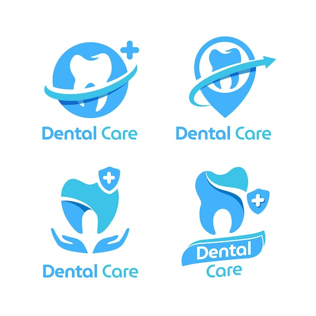 Vetor grátis pacote de logotipo dental de design plano