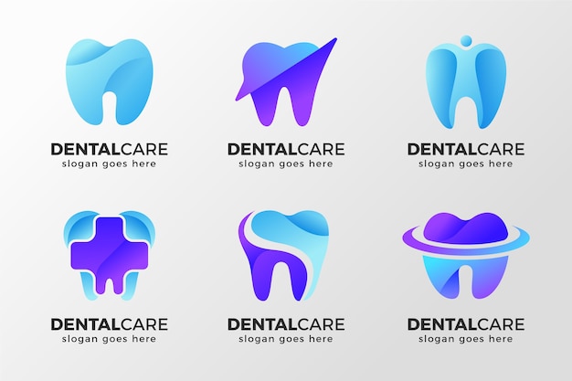 Pacote de logotipo dentário gradiente