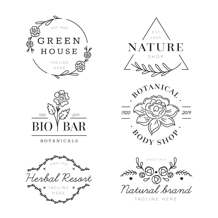 Vetor grátis pacote de logotipo para negócios naturais