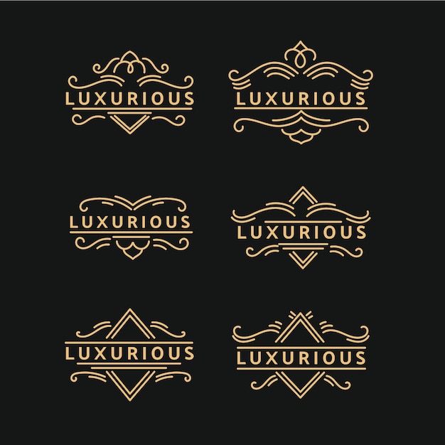 Pacote de logotipo retrô luxuoso