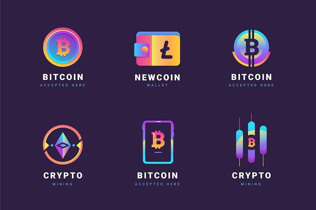Pacote de logotipos bitcoin gradiente