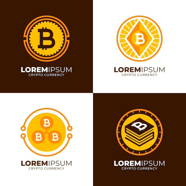 Vetor grátis pacote de logotipos bitcoin planos