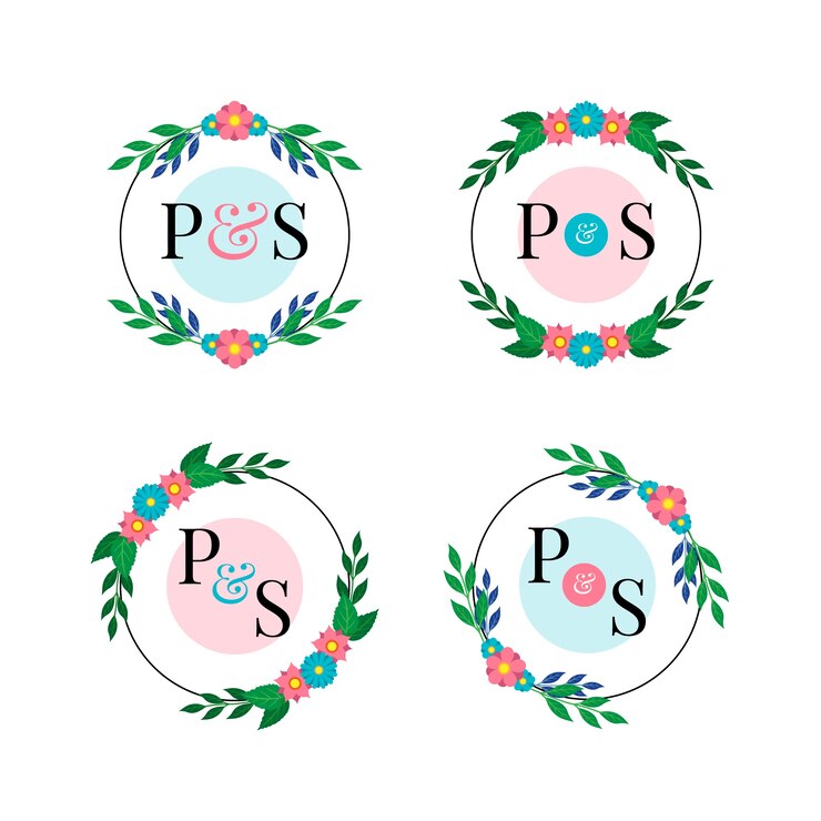 Vetor grátis pacote de logotipos de casamento floral