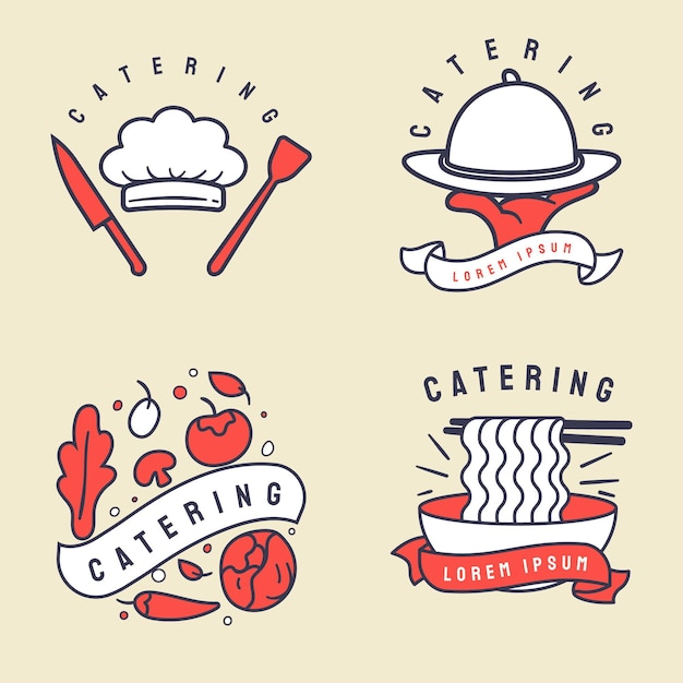 Vetor grátis pacote de logotipos de catering de design plano