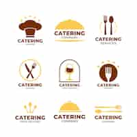 Vetor grátis pacote de logotipos de catering de design plano