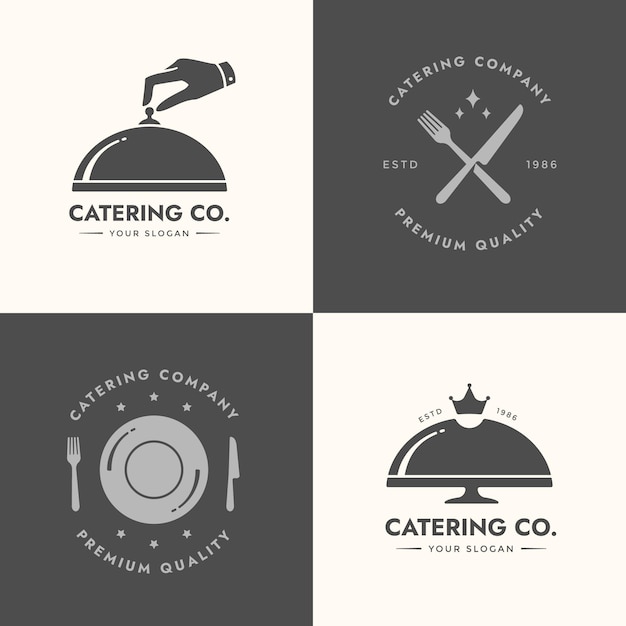 Pacote de logotipos de catering de design plano