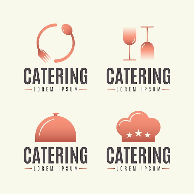 Vetor grátis pacote de logotipos de catering gradiente