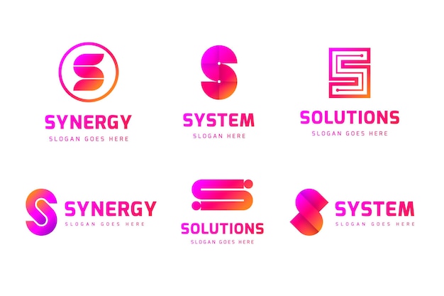 Pacote de logotipos de design colorido gradiente