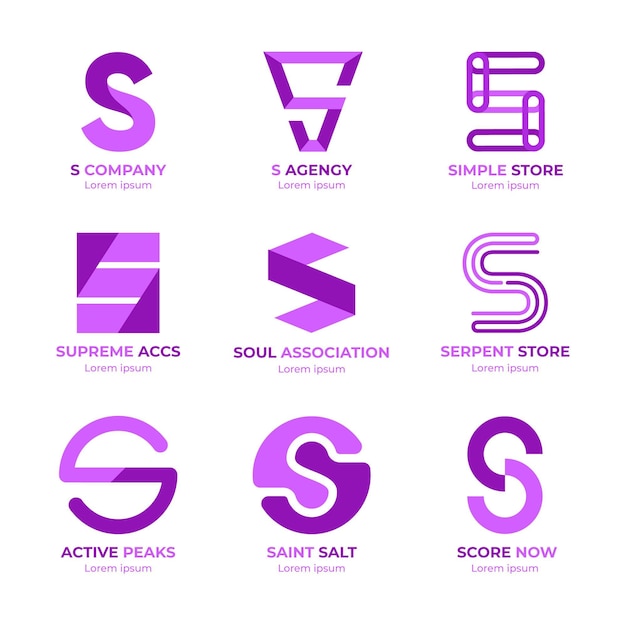Vetor grátis pacote de logotipos de design plano