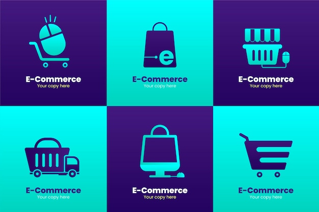 Pacote de logotipos de e-commerce gradiente