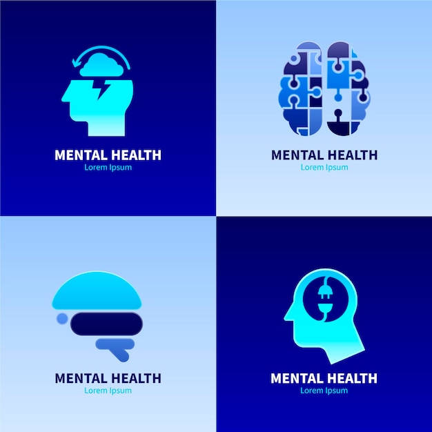 Vetor grátis pacote de logotipos de saúde mental gradiente