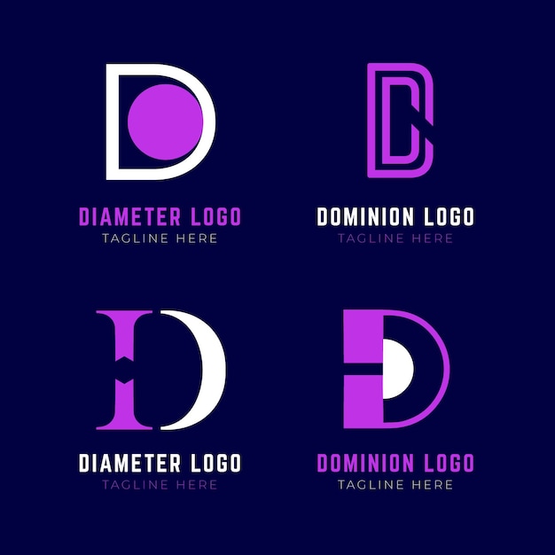 Vetor grátis pacote de logotipos diferentes de design plano