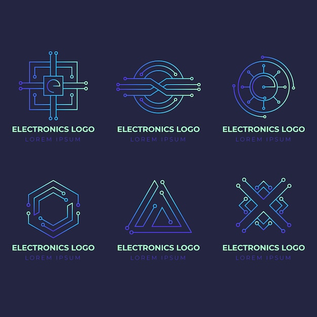 Pacote de logotipos eletrônicos gradientes