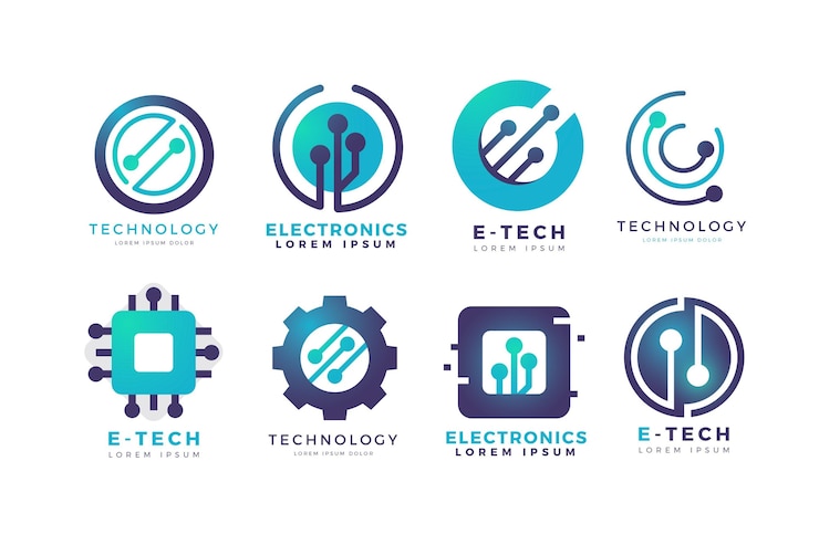 Vetor grátis pacote de logotipos eletrônicos gradientes