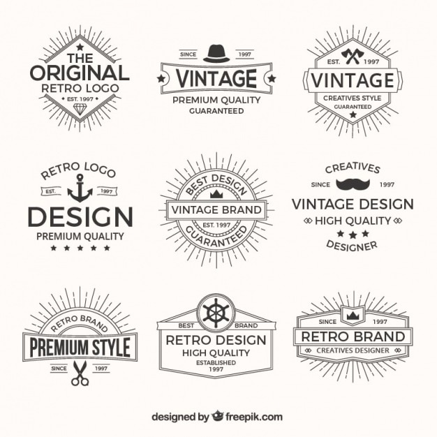 Pacote de logotipos no estilo retro