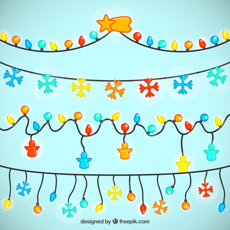 Vetor grátis pacote de luzes decorativas para o natal