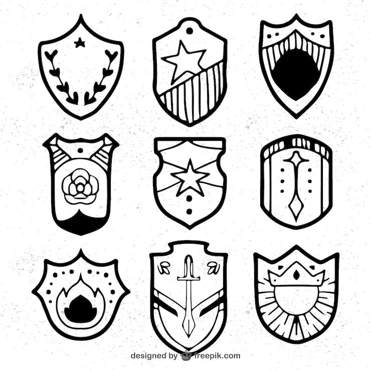 Vetor grátis pacote de mão desenhada escudos