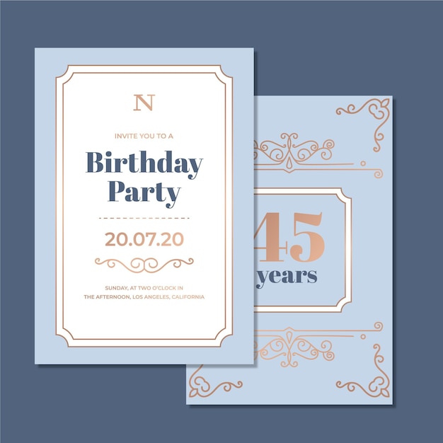 Vetor grátis pacote de modelo de convite de aniversário elegante
