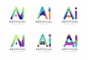 Vetor grátis pacote de modelo de logotipo ai gradiente de design plano