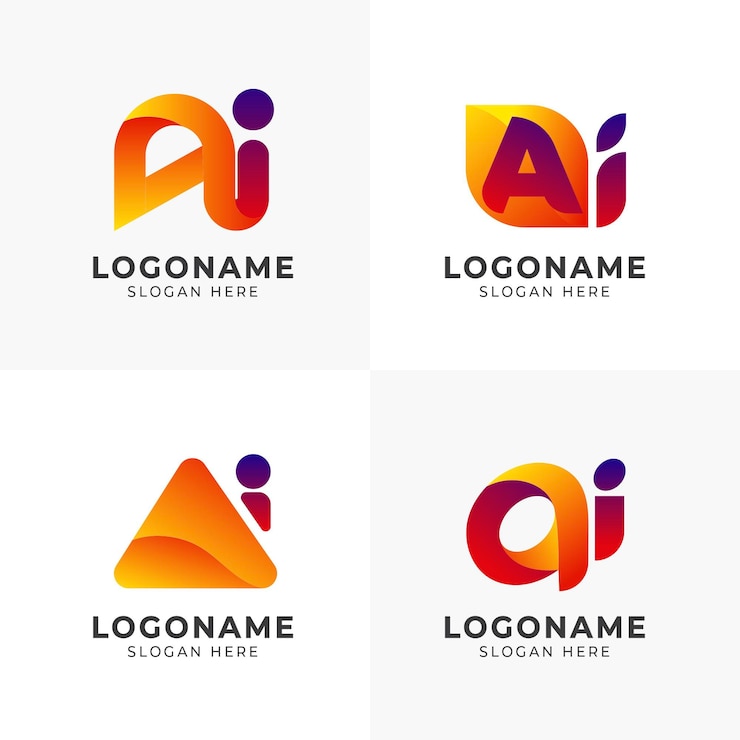 Vetor grátis pacote de modelo de logotipo ai gradiente de design plano
