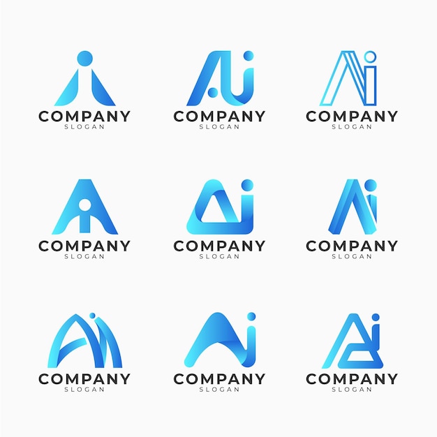 Pacote de modelo de logotipo gradiente ai