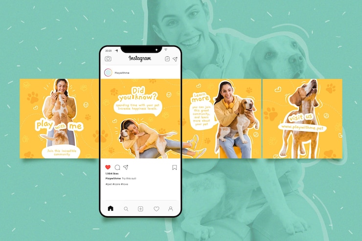 Vetor grátis pacote de modelos de carrossel do instagram