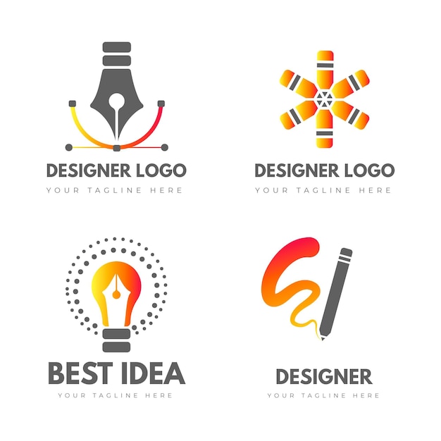 Vetor grátis pacote de modelos de logotipo de designer gráfico