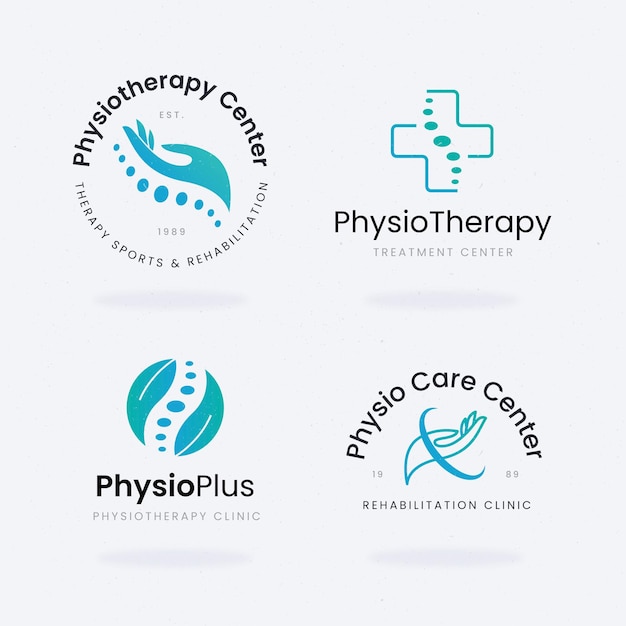 Pacote de modelos de logotipo de fisioterapia plana