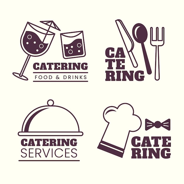Vetor grátis pacote de modelos de logotipo para flat catering