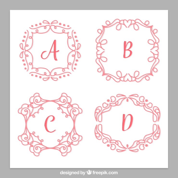 Vetor grátis pacote de monogramas desenhados a mão vintage