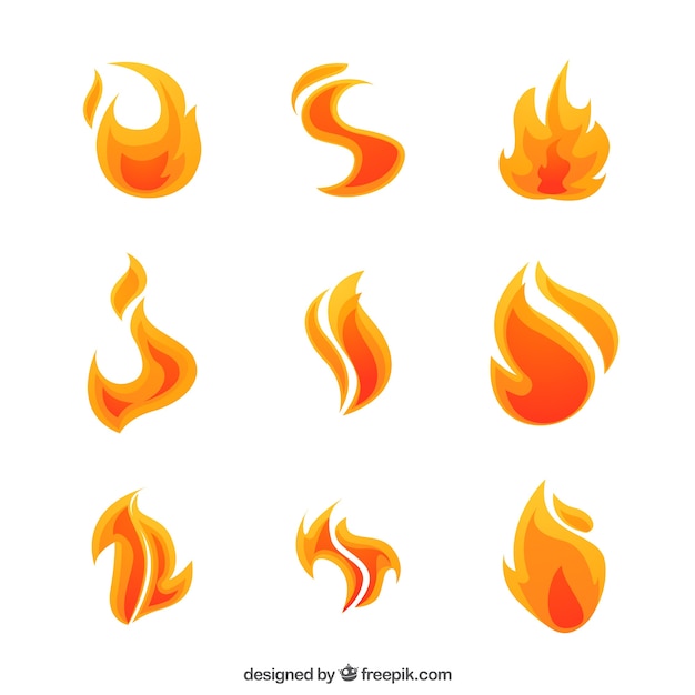 Vetor grátis pacote de nove chamas com formas abstratas