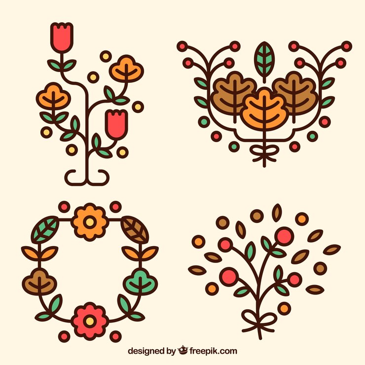 Vetor grátis pacote de ornamentos outonais