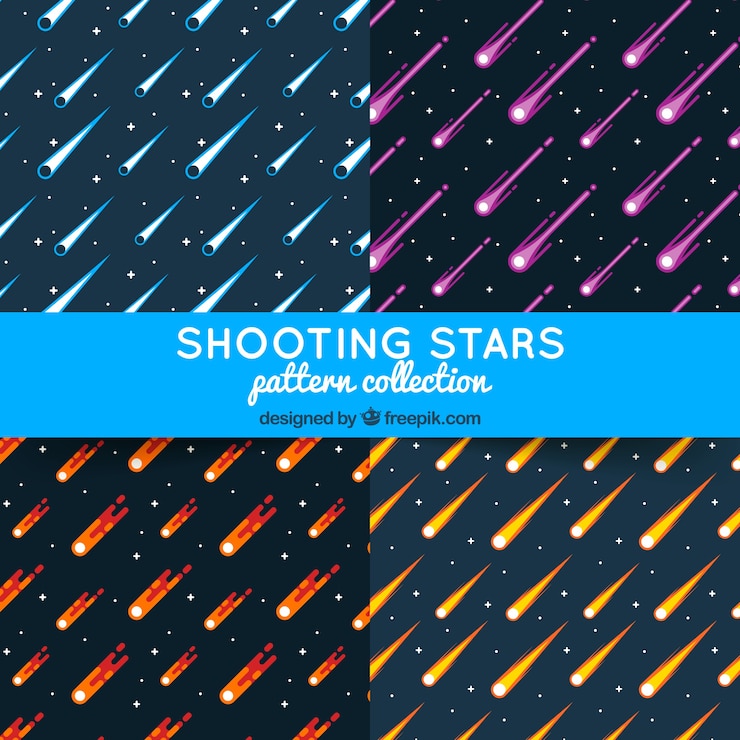 Vetor grátis pacote de padrão de estrelas de tiro