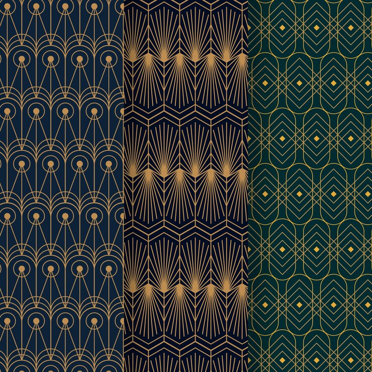 Vetor grátis pacote de padrões art déco de design plano