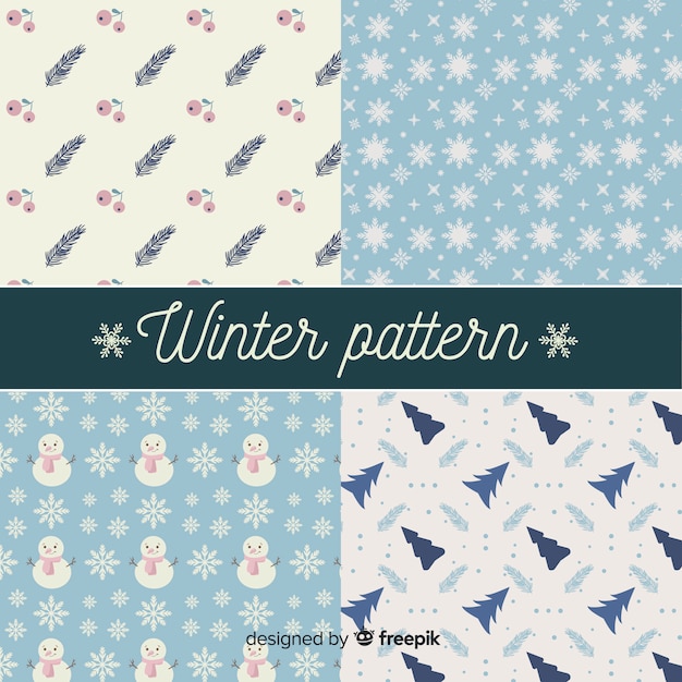 Vetor grátis pacote de padrões de elementos de inverno