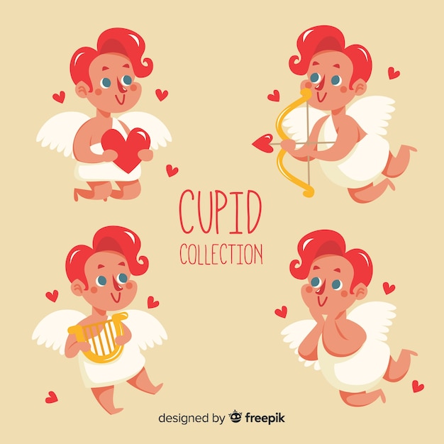 Vetor grátis pacote de personagem de cupido