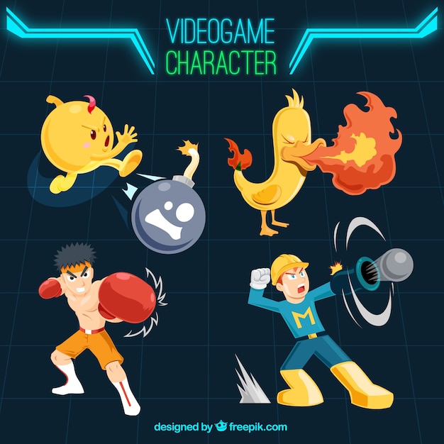 Pacote de personagens de jogos de vídeo agradável