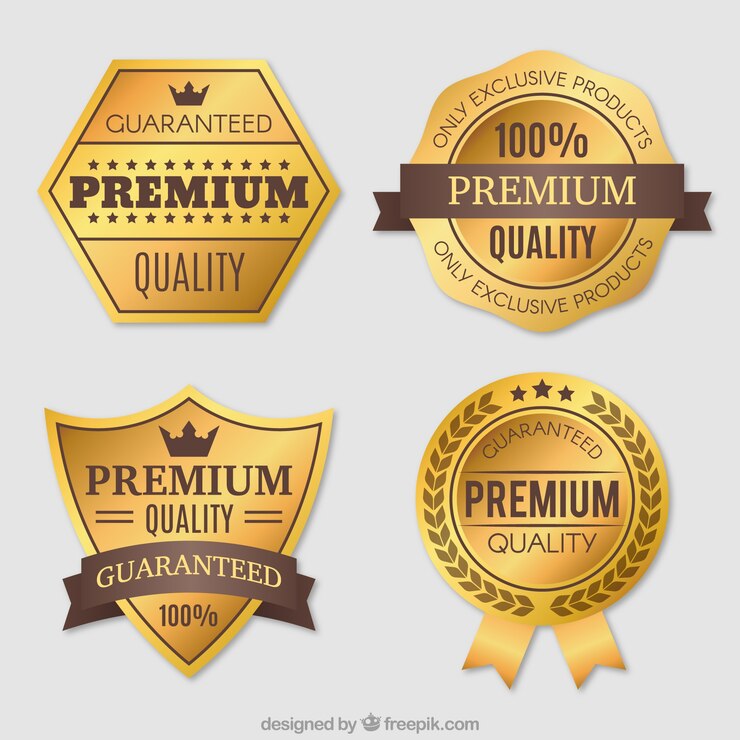 Vetor grátis pacote de quatro vinhetas douradas premium