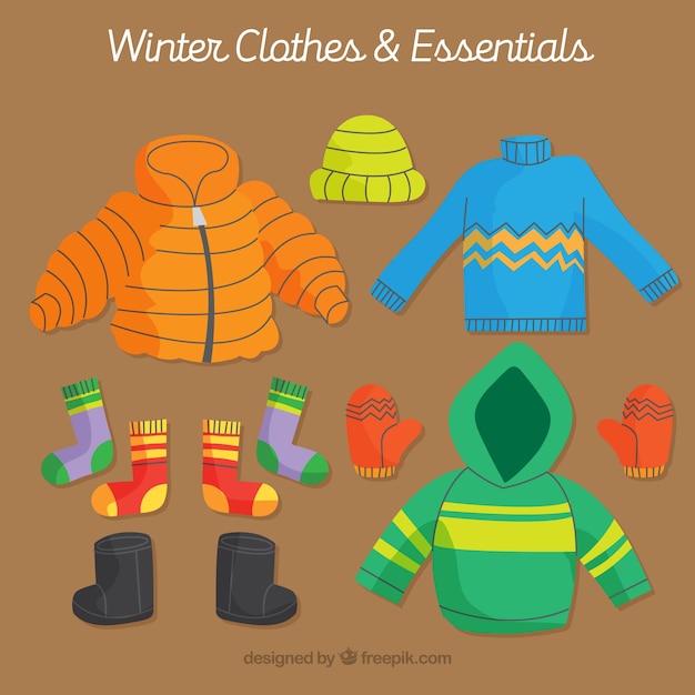 Pacote de roupas de inverno coloridas