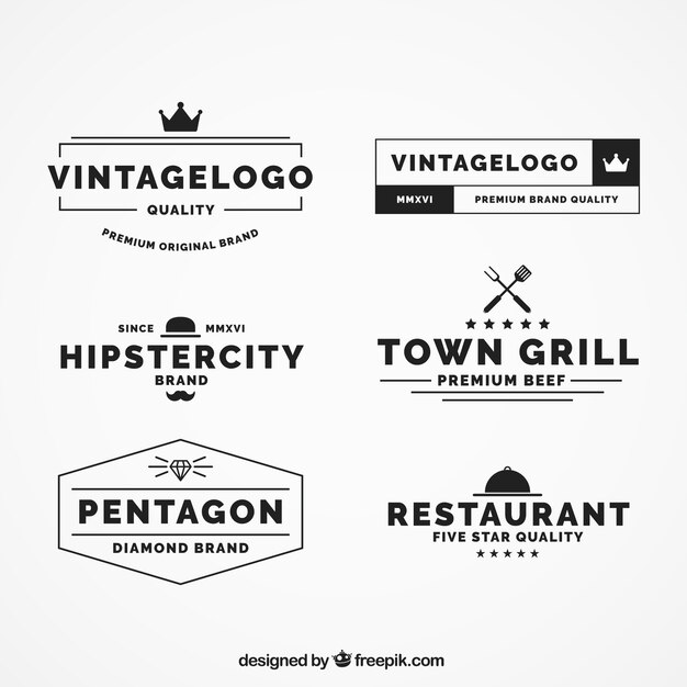 Pacote de seis logotipos do vintage