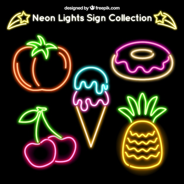 Pacote de sinais de alimentos de néon