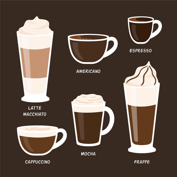 Vetor grátis pacote de tipos de café