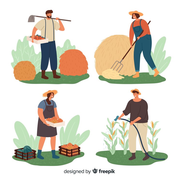 Vetor grátis pacote de trabalhadores agrícolas planas