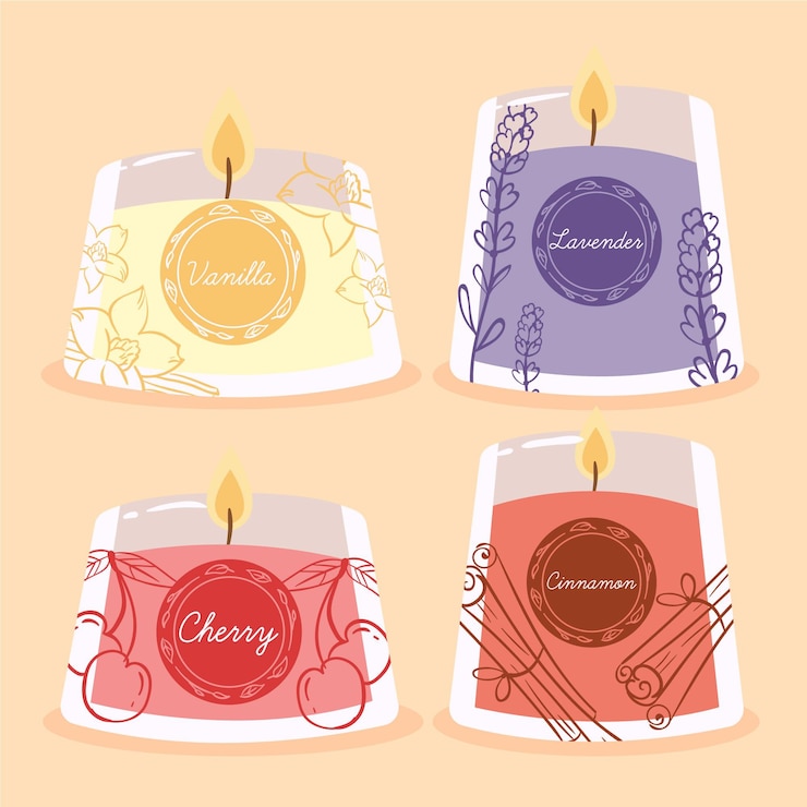 Vetor grátis pacote de velas perfumadas de design plano